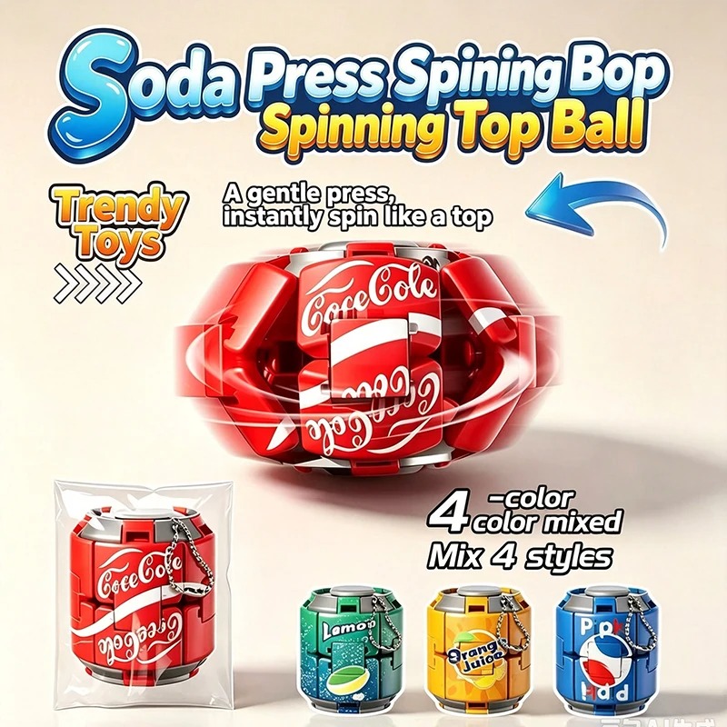 Spin Top Gyro Toy - Dosenförmiger Spinning-Top Fidget-Spielzeug, Transformierbarer Spin-Gyro Schlüsselanhänger,