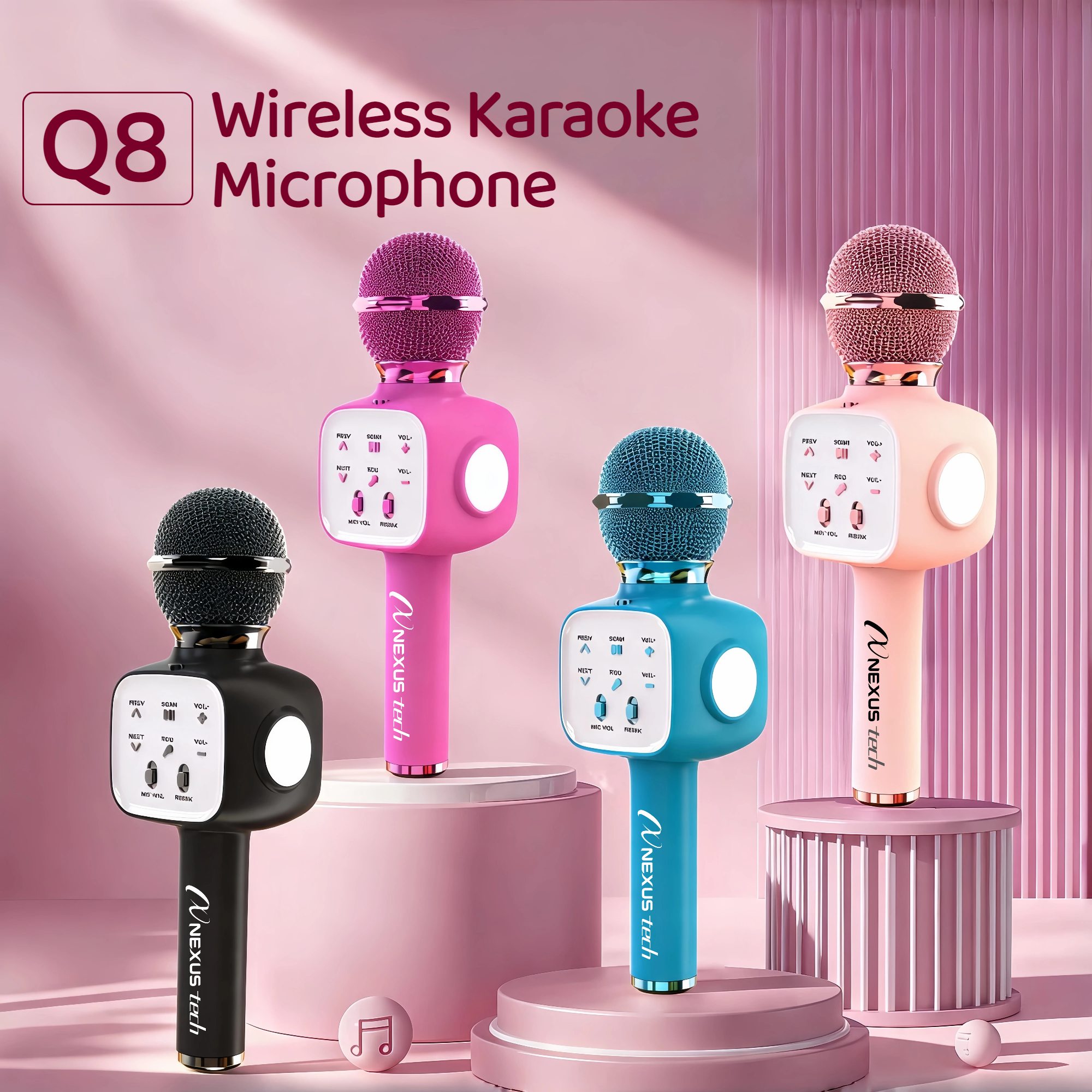 Kids Microphone Karaoke - Kabelloses Bluetooth 5.2 Karaoke-Mikrofon, tragbarer Lautsprecher,