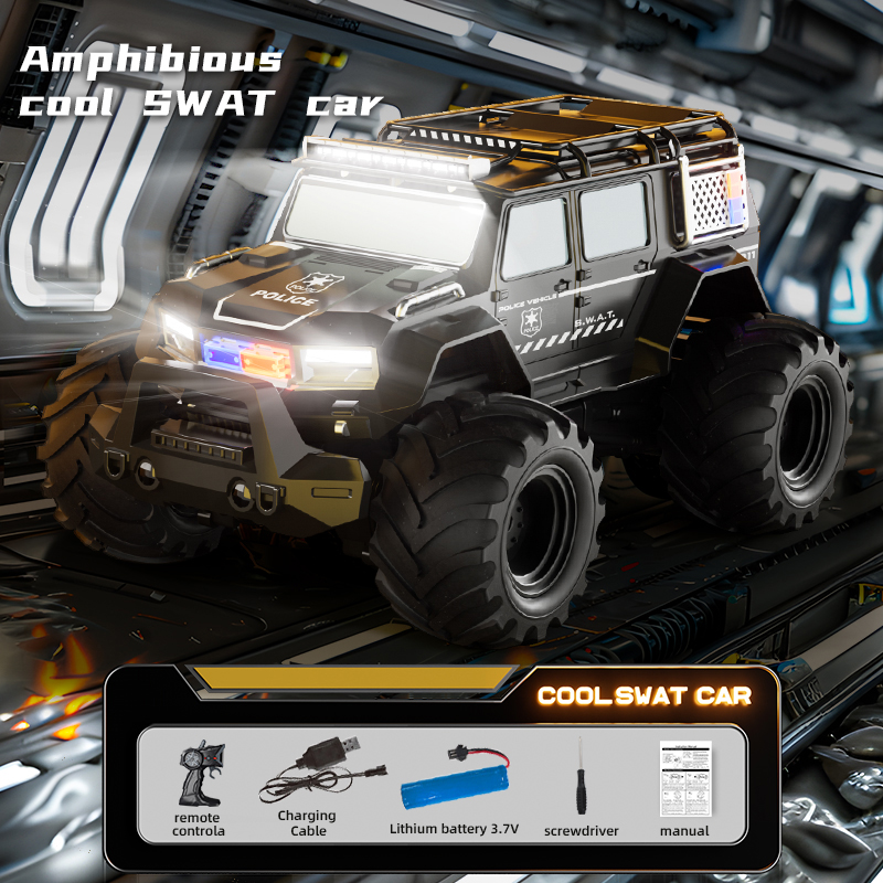Kids Toys Electric Car - RC Polizeiautos Amphibienfahrzeug 2,4G 4WD Stunt