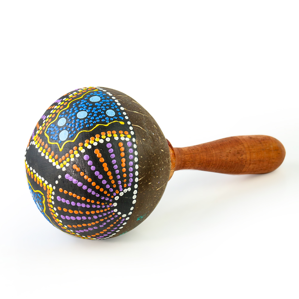 Kids Toys Indonesia - Natürlicher Kokosnuss-Schalen-Sandhammer Kinder Maraca Shaker Handrassel