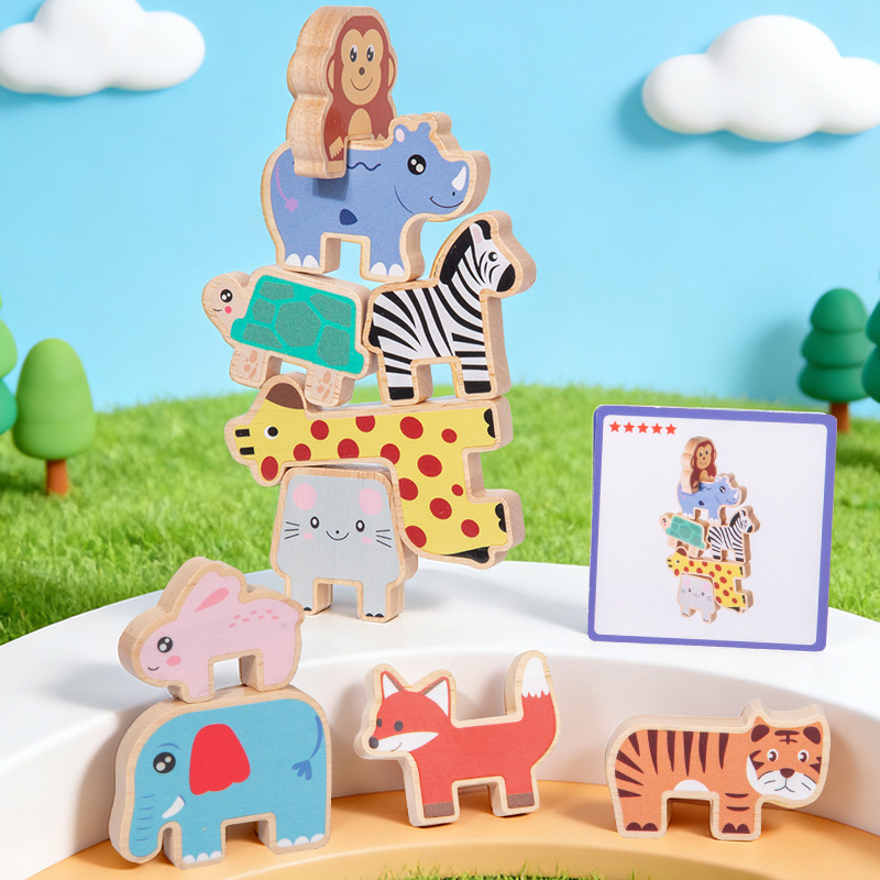 Holz-Tierstapelblöcke Balances – Wooden Blocks Stacking Bewertung und Preis