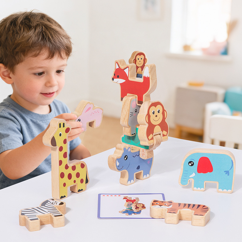 Holz-Tierstapelblöcke Balances – Wooden Blocks Stacking Bewertung und Preis