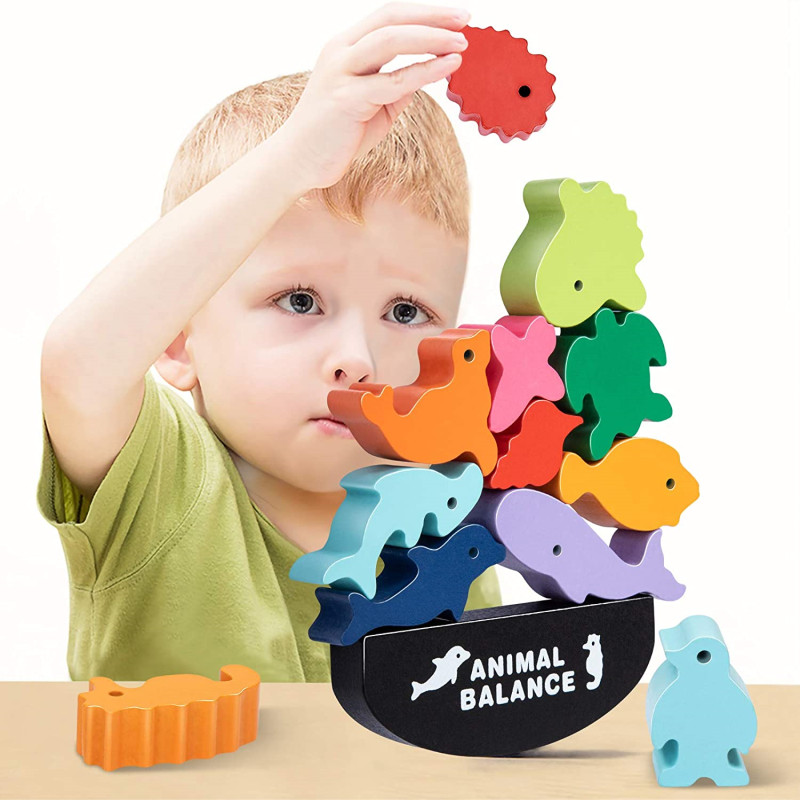Neue Kinder Montessori Holz Ti – Wooden Blocks Stacking Bewertung und Preis