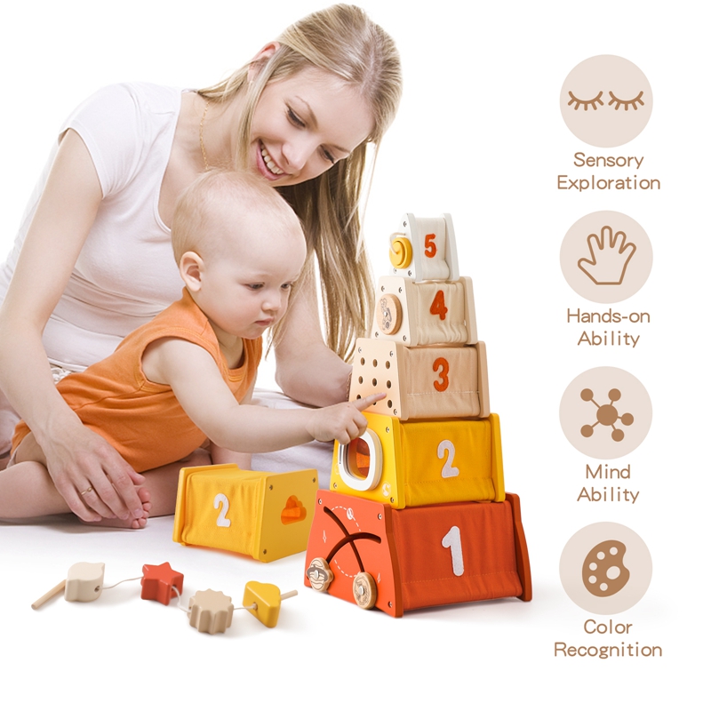Kinder Holz Montessori Spielze – Wooden Blocks Stacking Bewertung und Preis
